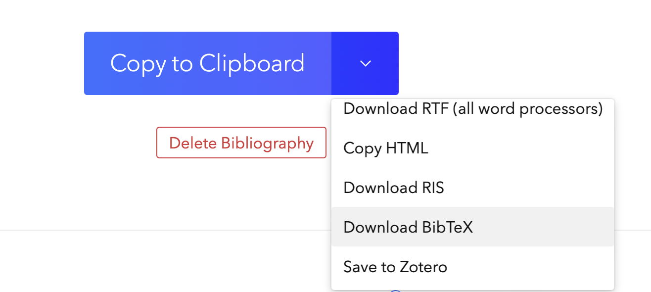 Downloading the bib file from Zoterobib